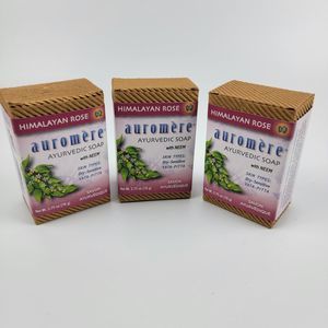 Auromere Ayurvedic Soap w/ Neem Himalayan Rose Dry Sensitive Skin 3 Pack